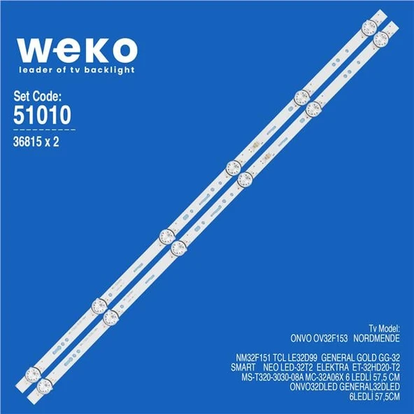 Neo LED-32T2 32'' İnç 2 Adet Tv Led Bar (Tvnizi açıp içindeki led barla birebir aynısı olduğunu görmeden almayınız. Sonrasında iade ALMAMAKTAYIZ.) ürün görseli 1