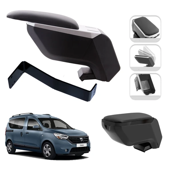 Mis Paket Dacia Dokker 2010-2020 Delmesiz Çelik Ayaklı Kolçak + Askılı Koku + Micro Fiber Bez + Torpido Süngeri ürün görseli 1