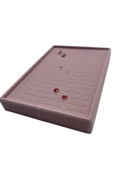 Süet Kumaş Pembe Renk 24/17 Cm Batırmalı Piercing - Küpe Tablası ürün görseli 1