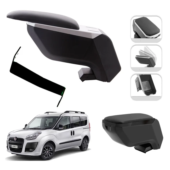 Mis Paket Fiat Doblo 2010-2015 Delmesiz Çelik Ayaklı Kolçak + Askılı Koku + Micro Fiber Bez + Torpido Süngeri ürün görseli 1
