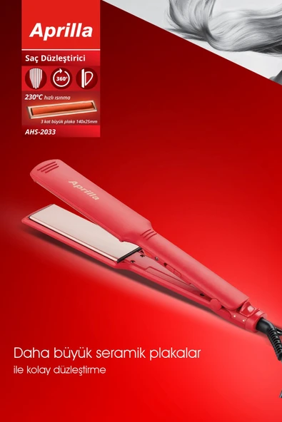 Aprilla Ahs-2033 Saç Düzleştirici Kırmızı ürün görseli 1