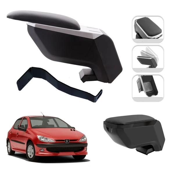 Mis Paket Peugeot 206 1998-2013 Delmesiz Çelik Ayaklı Kolçak + Askılı Koku + Micro Fiber Bez + Torpido Süngeri ürün görseli 1
