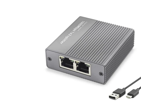 Gigabit Ethernet Switch 4 Port Type C Güç Girişli Gri HDX1413 ürün görseli 1