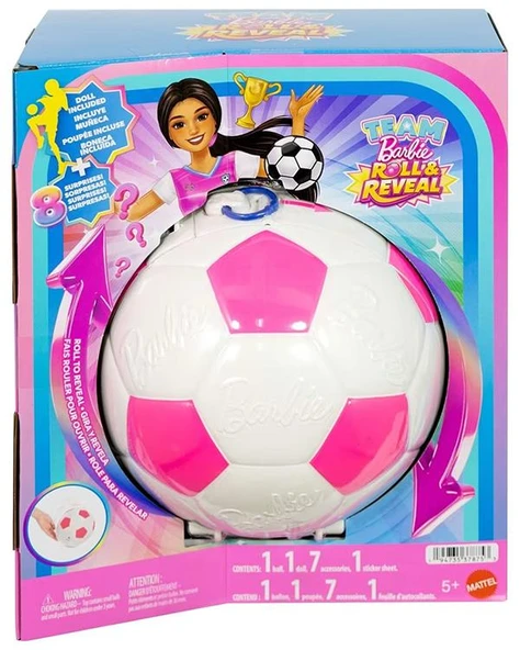 Barbie Team Yuvarla Ve Ortaya Çıkar Fulbolcu Esmer Bebek JMK20 ürün görseli 1