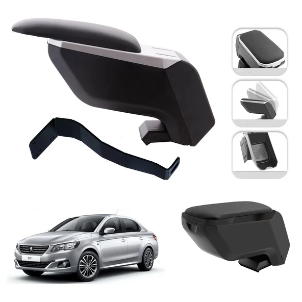 Mis Paket Peugeot 301 2010-2024 Delmesiz Çelik Ayaklı Kolçak + Askılı Koku + Micro Fiber Bez + Torpido Süngeri ürün görseli 1