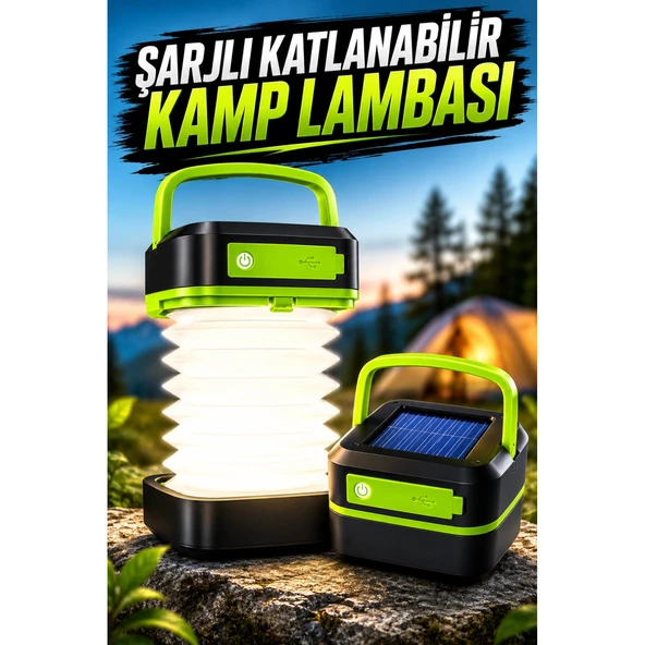 Güneş Enerjili Led Lamba Kamp Lambası Katlanabilir Lamba USB Şarjlı ürün görseli 1