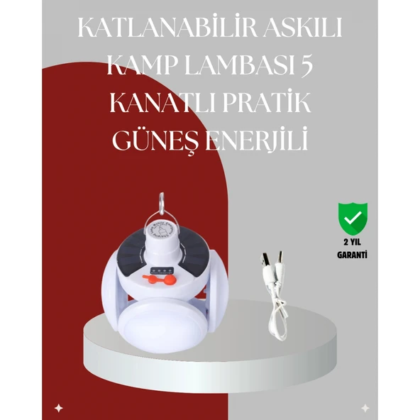 360 Derece Katlanabilir Solar LED Aydınlatma Çadır Lambası ürün görseli 1