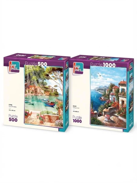 Yamaç Evleri ve Güne Merhaba İkili Set - 1000 + 500 Parça İkili Puzzle Seti ürün görseli 1