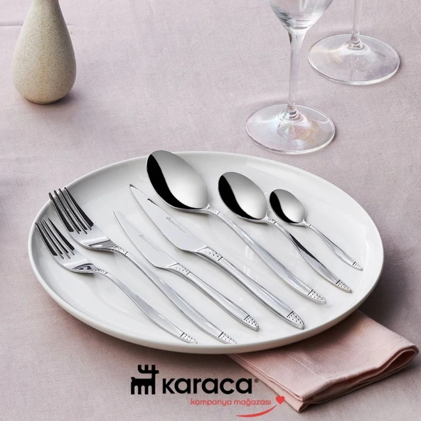 Karaca Elegance Holey Platin 12 Kişilik 84 Parça Çatal Kaşık Bıçak Takımı ürün görseli 1