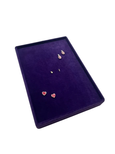 Süet Kumaş Mor Renk 24/17 Cm Batırmalı Piercing - Küpe Tablası ürün görseli 1
