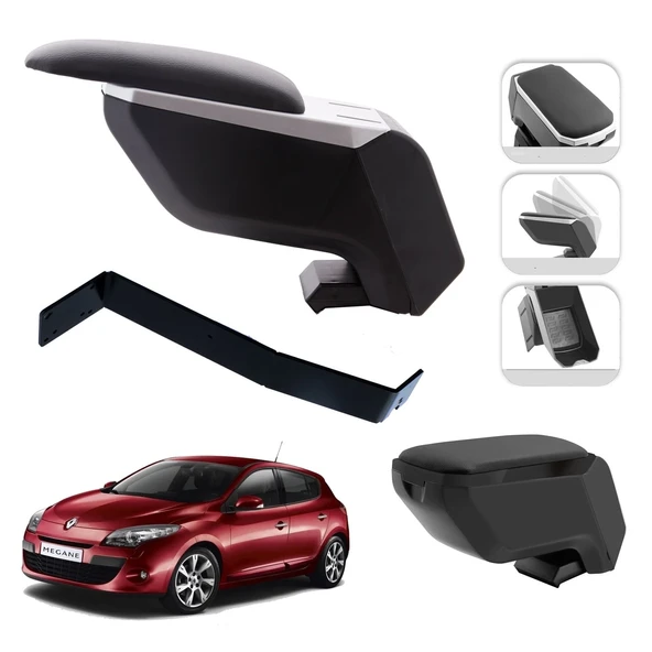 Mis Paket Renault Megane III 2008-2012 Delmesiz Çelik Ayaklı Kolçak + Askılı Koku + Micro Fiber Bez + Torpido Süngeri ürün görseli 1