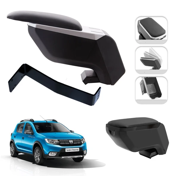 Mis Paket Dacia Sandero 2018-2020 Delmesiz Çelik Ayaklı Kolçak + Askılı Koku + Micro Fiber Bez + Torpido Süngeri ürün görseli 1