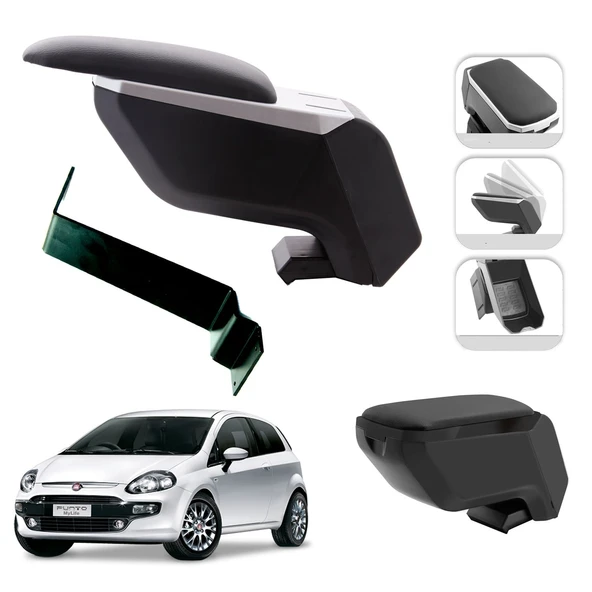Mis Paket Fiat Punto Evo 2010-2018 Delmesiz Çelik Ayaklı Kolçak + Askılı Koku + Micro Fiber Bez + Torpido Süngeri ürün görseli 1