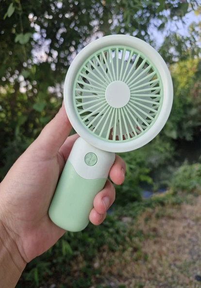 Mini Fan USB Şarjlı Mini El Fanı Taşınabilir Vantilatör 3 Kademeli Sessiz Fan Telefon Tutucu Yeşil r ürün görseli 1