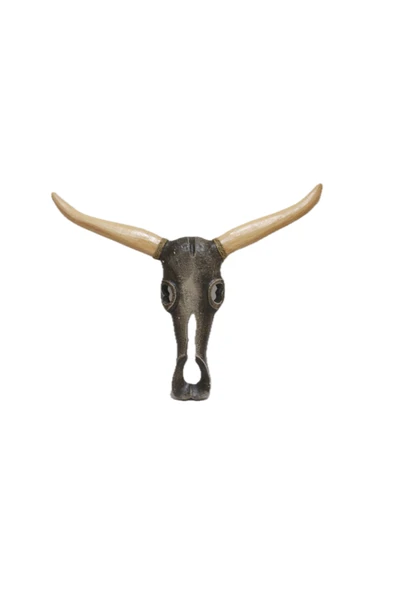 BARC DEKORATİF AHŞAP BOYNUZLU BUFFALO KAFA DUVAR SÜSÜ 40CM DUVAR DEKORU ürün görseli 1