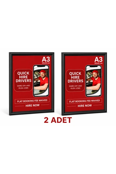 2 Adet - Alüminyum Açılır Kapanır Çerçeve Gönye Köşe - A3 - 30x42 cm - Siyah - 25mm ürün görseli 1