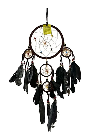 Barc Shop Rüya Kapanı 16 Cm Dream Catcher K.Kahve Duvar Dekorasyon Düş Kapanı Gerçek Kuş Tüyleri ürün görseli 1