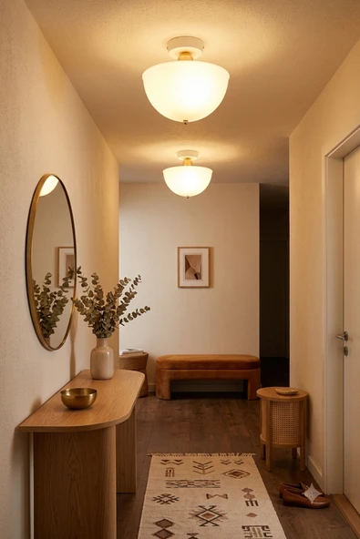 Roma Opal Beyaz Gold Plafonyer Avize - Modern Retro Tavan Aydınlatması - Salon, Yatak Odası, Mutfak, Koridor, Antre ve Hol Tavan Aydınlatması ürün görseli 1