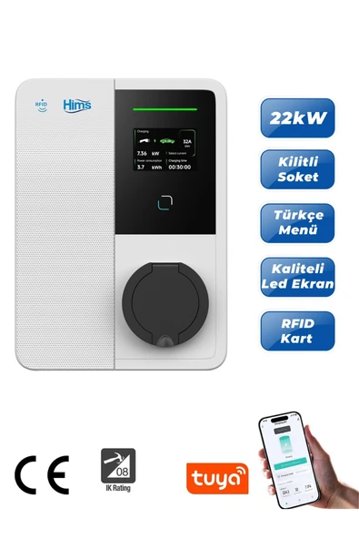22kW Bireysel Duvar Tipi Araç Şarj İstasyonu HEVC-22 ürün görseli 1