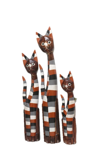 BARC AHŞAP OTANTİK 3 LÜ ÇİZGİLİ KEDİ 100CM ALBIZIA WOOD 100_80_60 DEKORATİF AHŞAP KEDİ ürün görseli 1