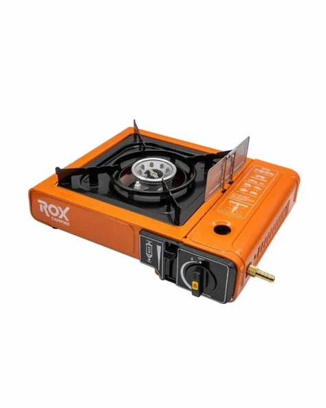 Rox 0189 Tekli Portatif Kamp Ocak, Rüzgarlıklı, Ekstra Gaz Girişli - Turuncu ürün görseli 1