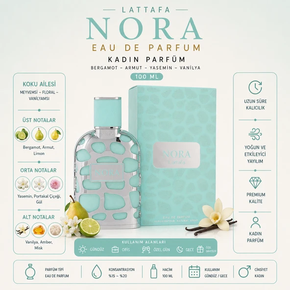 Lattafa Nora EDP 100 ML Kadın Parfüm - Resim 2