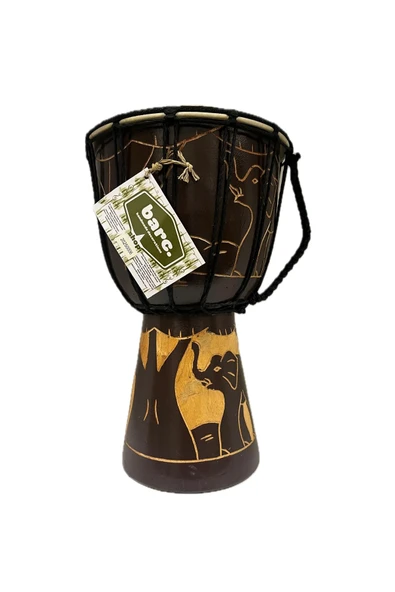 BARC AHŞAP DJEMBE OTANTİK ÇALGI 006 30CM MAHONI AGACI KEÇİ DERİSİ DARBUKA DEKORATİF DAVUL ürün görseli 1