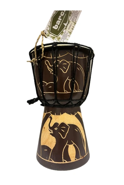 shop AHŞAP DJEMBE OTANTİK ÇALGI 25CM DARBUKA DAVUL BONGO KONGO MAHONI AGACI KEÇİ DERİSİ ürün görseli 1