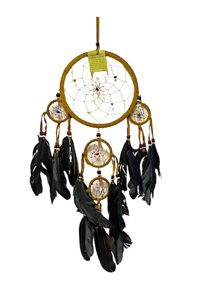 Barc Shop Rüya Kapanı 16 Cm Dream Catcher A.Kahve Duvar Dekorasyon Düş Kapanı Gerçek Kuş Tüyleri ürün görseli 1