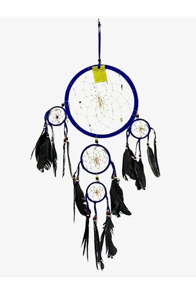 Barc Shop Rüya Kapanı 22 Cm Dream Catcher Lacivert Duvar Dekorasyon Düş Kapanı Gerçek Kuş Tüyleri ürün görseli 1