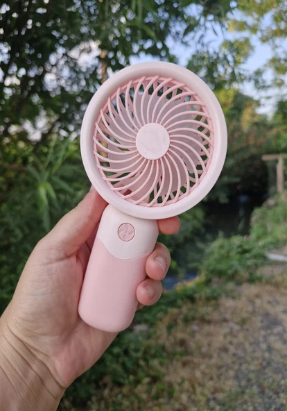 Mini Fan USB Şarjlı Mini El Fanı Taşınabilir Vantilatör 3 Kademeli Sessiz Fan Telefon Tutucu Pembe R ürün görseli 1