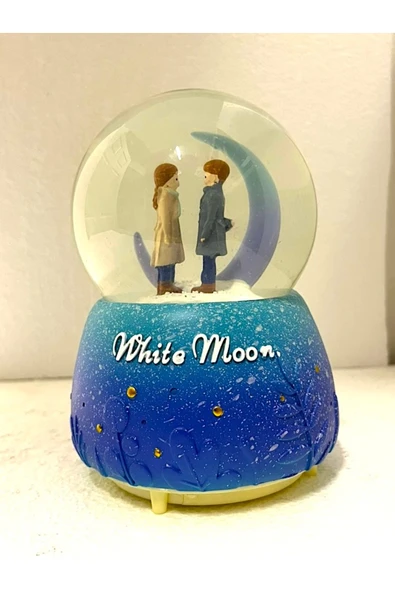 Barc Shop Müzikli Işıklı Otomatik Cam Kar Küresi White Moon 15 x 11 Cm ürün görseli 1