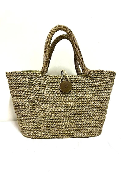 Barc Shop Hasır Bambu Rattan El Çantası Organik El İşçiliği 38x24 Cm ürün görseli 1