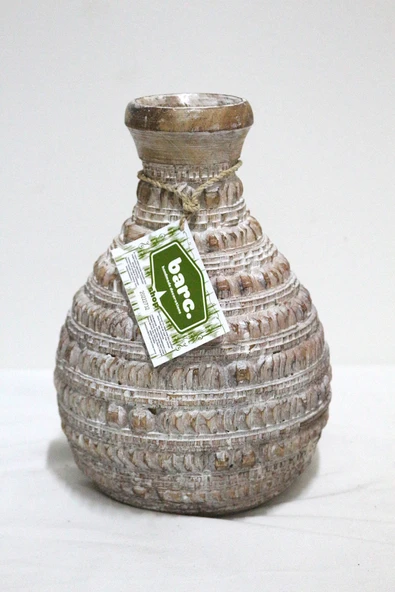 BARC AHŞAP DEKORATİF VAZO 25CM - Resim 2