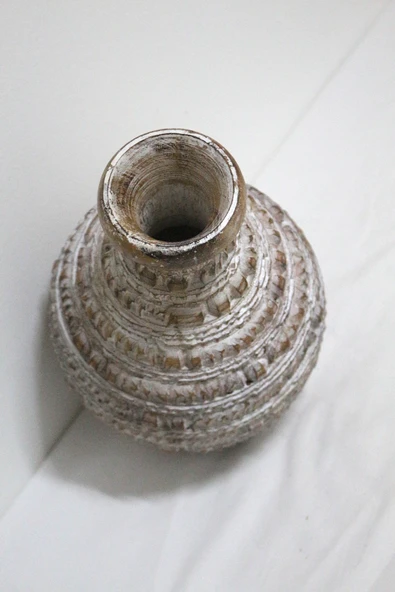 BARC AHŞAP DEKORATİF VAZO 25CM - Resim 5