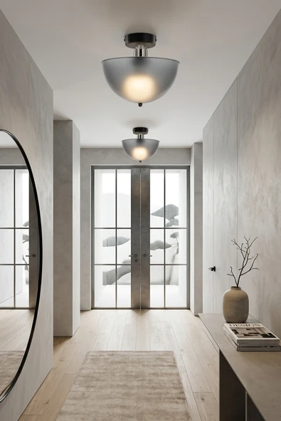 Roma Füme Siyah Krom Plafonyer Avize - Modern Retro Tavan Aydınlatması - Salon, Yatak Odası, Mutfak, Koridor, Antre ve Hol Tavan Aydınlatması ürün görseli 1