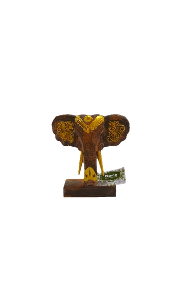 BARC DEKORATİF AHŞAP FİL KAFASI DESENLİ 22CM WOOD MASA VİTRİN DEKORU ürün görseli 1
