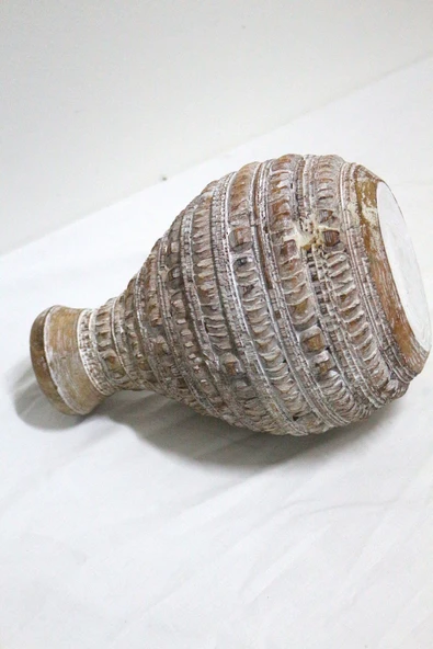BARC AHŞAP DEKORATİF VAZO 25CM - Resim 4
