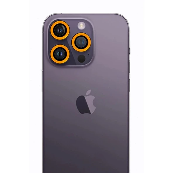 İphone 12 Pro Max Neon Fosforlu Kamera Lens - Sarı ürün görseli 1