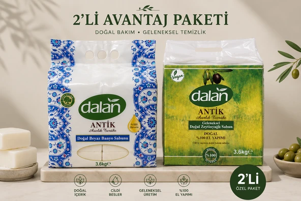 Dalan Antik 2'li Avantaj Paketi Beyaz Banyo & Zeytinyağlı Sabun 2 x 3.6 Kg ürün görseli 1