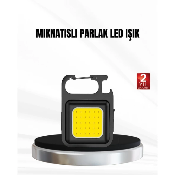 Şarjlı COB LED Anahtarlık Fener – 4 Modlu, Manyetik ve Katlanabilir Standlı ürün görseli 1