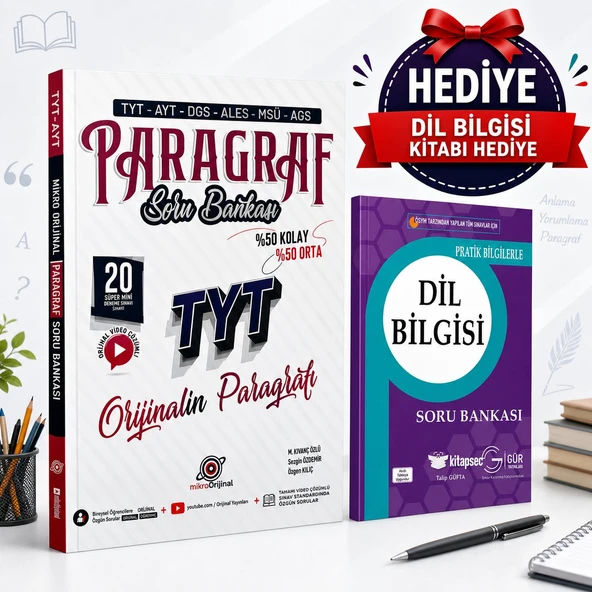 ORJİNAL TYT PARAGRAF SORU BANKASI-GÜR YAYINLARI DİLBİLGİSİ SORU BANKASI HEDİYELİ!! ürün görseli 1