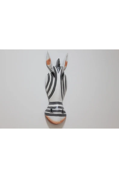 BARC AHŞAP OTANTİK MASK ZEBRA BEYAZ 50CM DUVAR SÜSÜ DEKORATİF MASKE ürün görseli 1