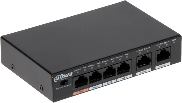 DAHUA 6port-4port PoE 60w 10/100 Yönetilemez Metal Kasa Switch DH-PFS3006-4ET-60 ürün görseli 1