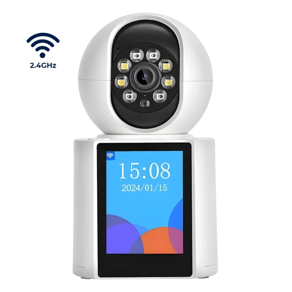 ApronX 2K WiFi Akıllı Bebek Güvenlik Kamerası Ekranlı 360° PTZ Hareket Takip Type-C 5V ürün görseli 1