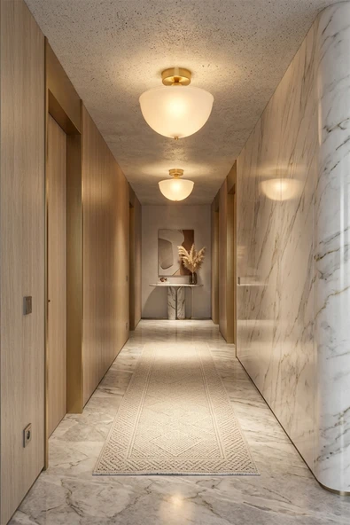 Roma Opal Gold Plafonyer Avize - Modern Retro Tavan Aydınlatması - Salon, Yatak Odası, Mutfak, Koridor, Antre ve Hol Tavan Aydınlatması ürün görseli 1