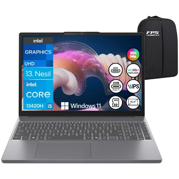 Ideapad Slim 3 I5-13420H 24GB Ram 512GB SSD 15.3" Wuxga W11 83K1003MTR Taşınabilir Bilgisayar ürün görseli 1