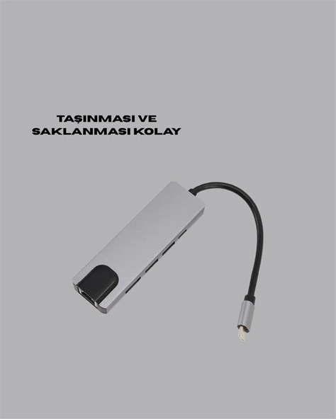 Seyahat Dostu 8‑in‑1 Hub – Şarj & Veri & Video & Ağ için Eksiksiz Çözüm ürün görseli 1