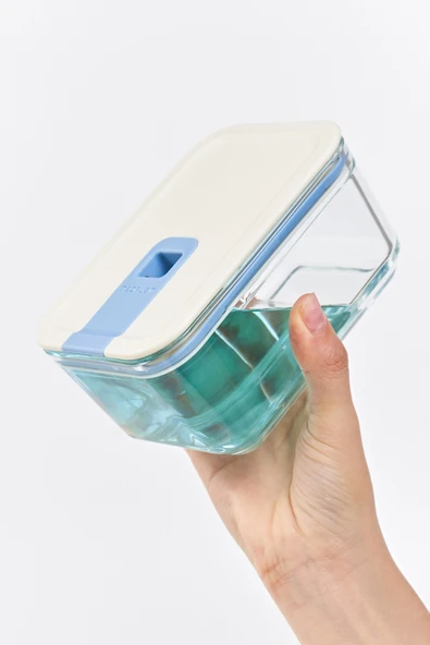 NEOFLAM PERFECT SEAL DİKDÖRTGEN CAM SAKLAMA KABI BEJ 2300ML ürün görseli 1