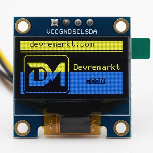 0.96 İnç OLED Ekran Modülü 128x64 Sarı Mavi I2C SSD1306 LCD Display Arduino ESP32 STM32 Raspberry Pi ürün görseli 1